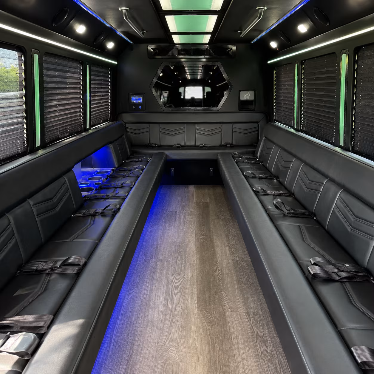 Passenger watching the Kent scenery during a regional party bus road trip