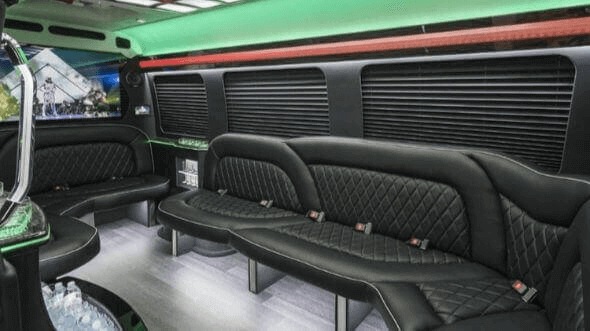 Interior of Charter Bus Company Sammamish's 18 Passenger Party Bus in Sammamish
