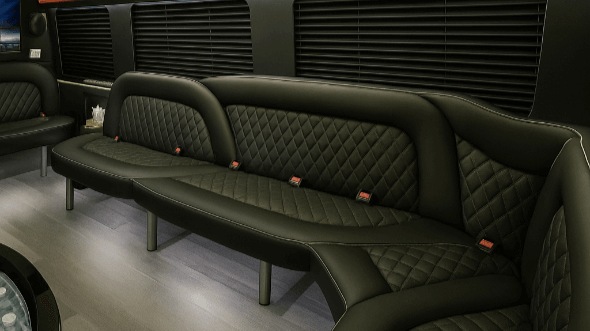 Interior of Charter Bus Company Tacoma's 18 Passenger Party Bus in Tacoma