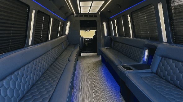 Interior of Charter Bus Company Redmond's 25 Passenger Party Bus in Redmond