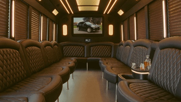 Interior of Charter Bus Company Redmond's 28 Passenger Party Bus in Redmond
