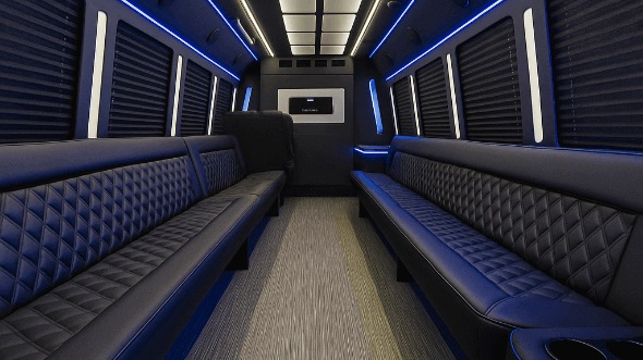 Interior of Charter Bus Company Sammamish's 28 Passenger Party Bus in Sammamish