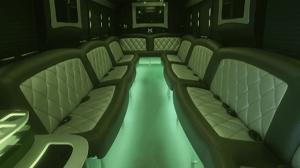 Interior of Charter Bus Company Tacoma's 28 Passenger Party Bus in Tacoma