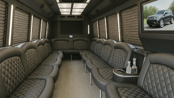 Interior of Charter Bus Company Kirkland's 30 Passenger Party Bus in Kirkland