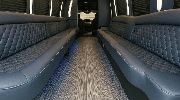 Interior of Charter Bus Company Sammamish's 40 Passenger Party Bus in Sammamish