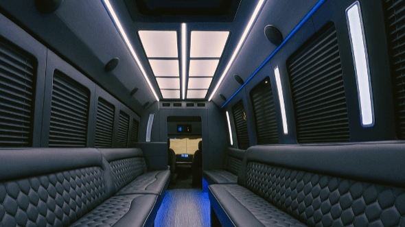 Interior of Charter Bus Company Federal Way's 50 Passenger Party Bus in Federal Way