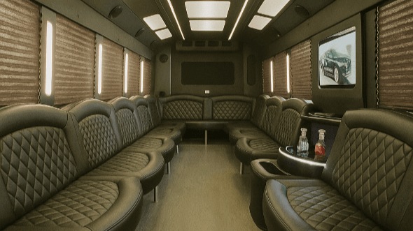 Interior of Charter Bus Company Redmond's 50 Passenger Party Bus in Redmond